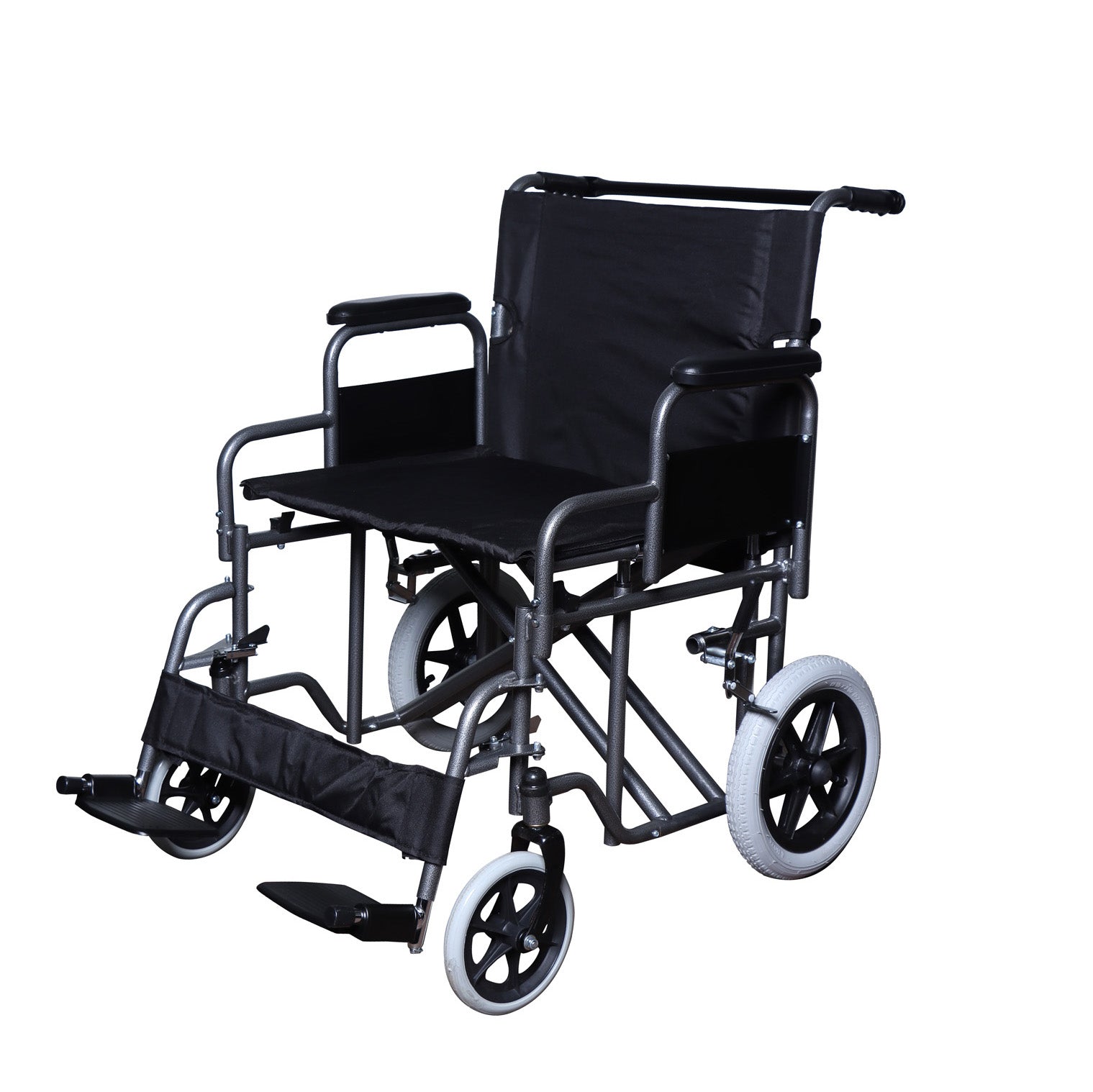 MHL 5000 B - Heavy-Duty Wheelchair With Push-Bar Handle & Compact Wheels