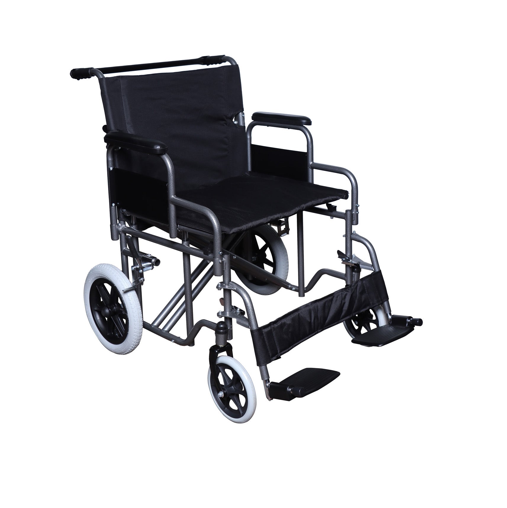 MHL 5000 B - Heavy-Duty Wheelchair With Push-Bar Handle & Compact Wheels