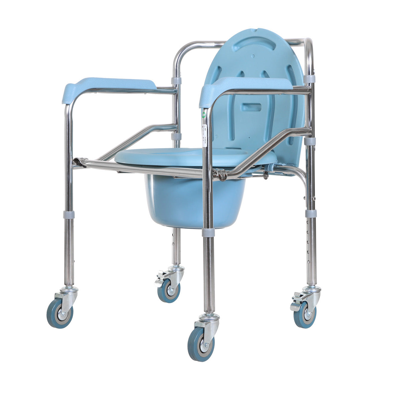 MHL 103 - Commode Chair In Stainless Steel With Wheels