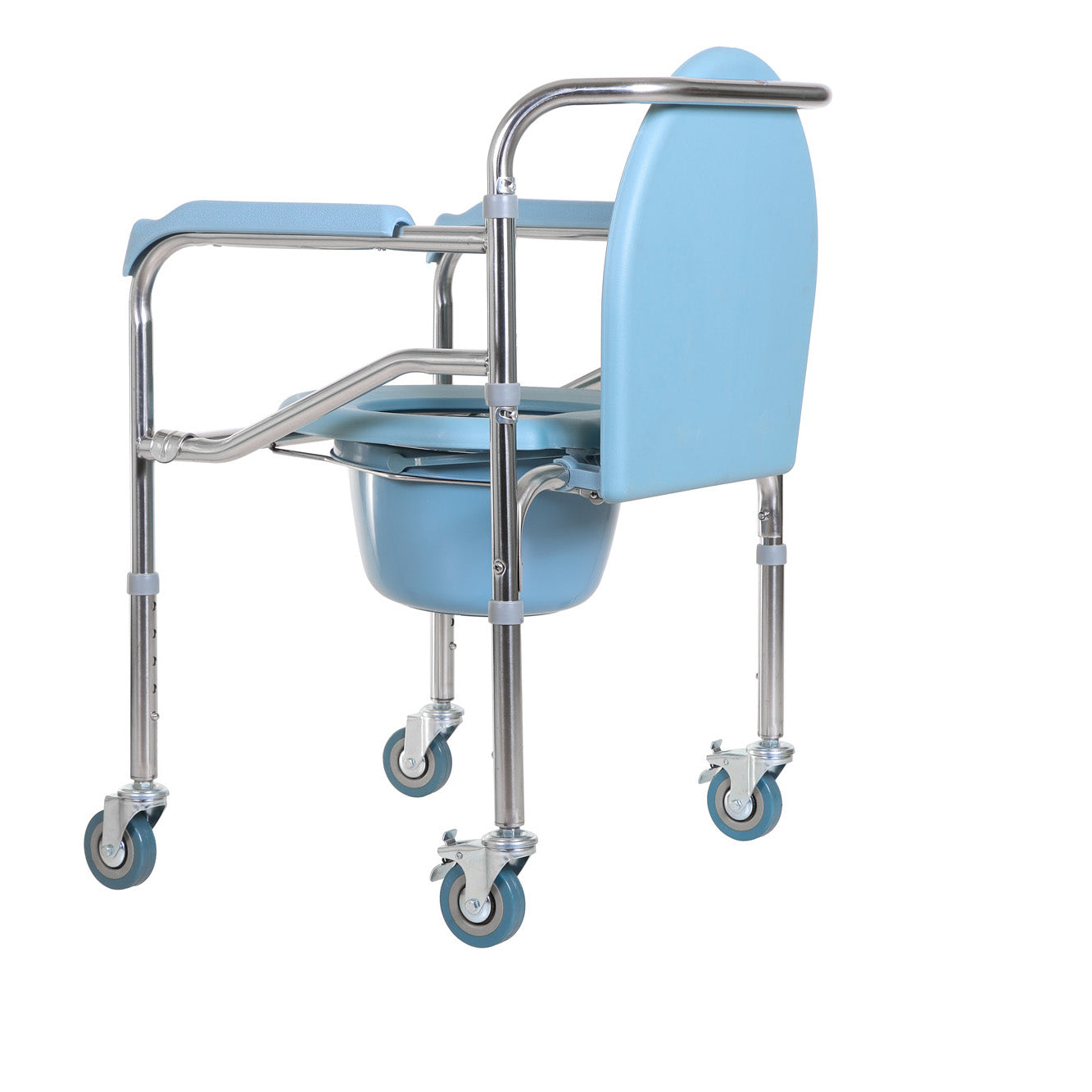 MHL 103 - Commode Chair In Stainless Steel With Wheels