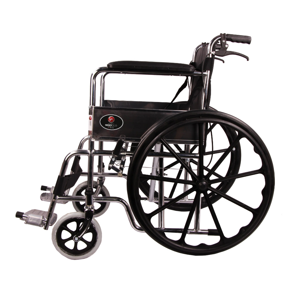 MHL 1002 AX - EVA Manual Chrome Wheelchair with Attendend Brakes & Foam Upholstery