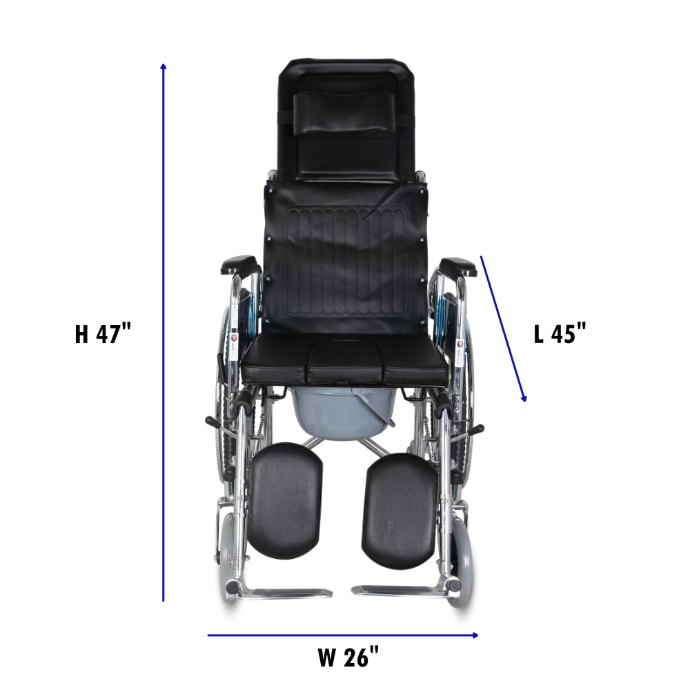 MHL 1006 - Manual Reclining Commode Wheelchair