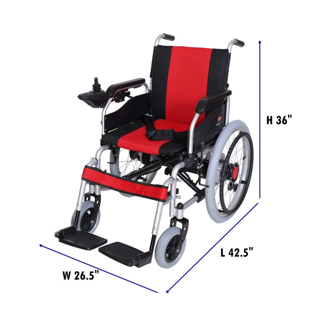 MHL 1007-S (LFP) Foldable Electric Wheelchair with Spoke Wheels and wide tyres (Lithium Battery)