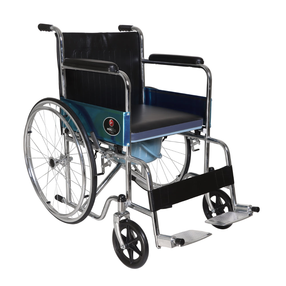 MHL 5002 C - Manual Commode Wheelchair With Cushioned Seat