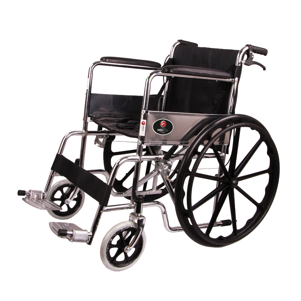 MHL 1002 AX - EVA Manual Chrome Wheelchair with Attendend Brakes & Foam Upholstery