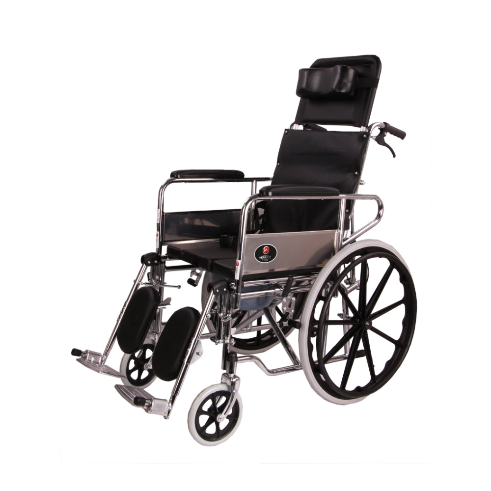 MHL 1006 PU - Manual Reclining Commode Wheel Chair