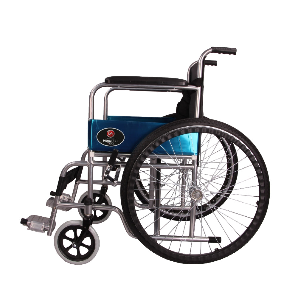 MHL 1009-Silver - Powder coated Manual Wheelchair with Metallic Footrest