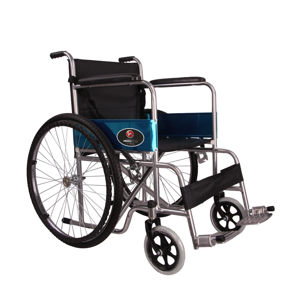 MHL 1009-Silver - Powder coated Manual Wheelchair with Metallic Footrest