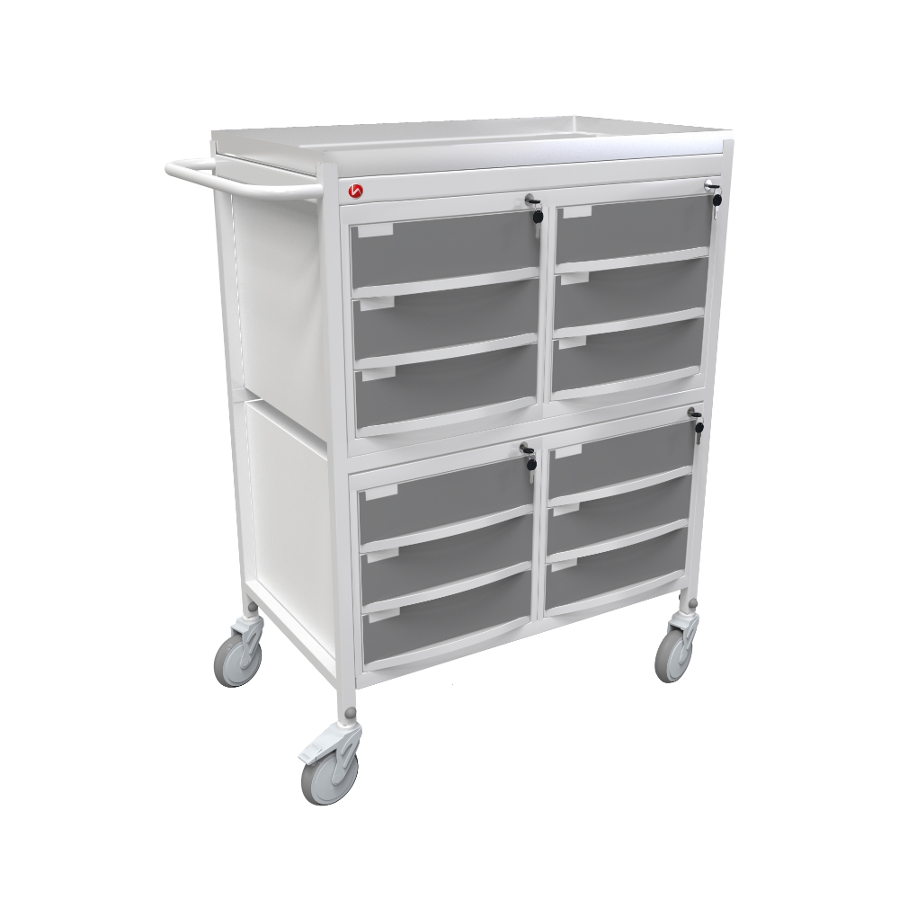 HEM CC-222 medicine trolley – 12 molded drawers